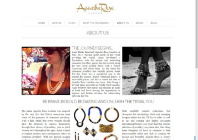 apacheroselondon.com jewelry eCommerce store customisation