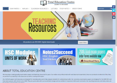 www.totaleducationcentre.com.au complete eCommerce store for Digital download of exam papers